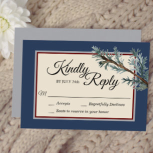 Pine Blue Winter Wedding Response Card