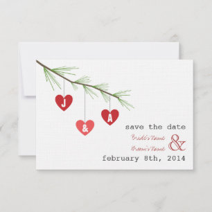 Pine Bough Hearts Valentine Wedding Save The Date