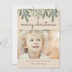 Pine Bough Joyeux Noël Carte photo de vacances