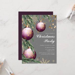 Pine Boughs & Baubles Fête de Noël Invitation