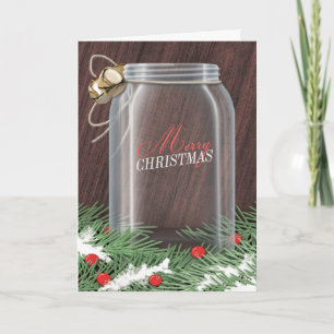 Pine Boughs Cartes de Noël Russes Mason Jar