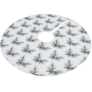 Pine Boughs Dusty Pink Stems Brushed Polyester Tree Skirt