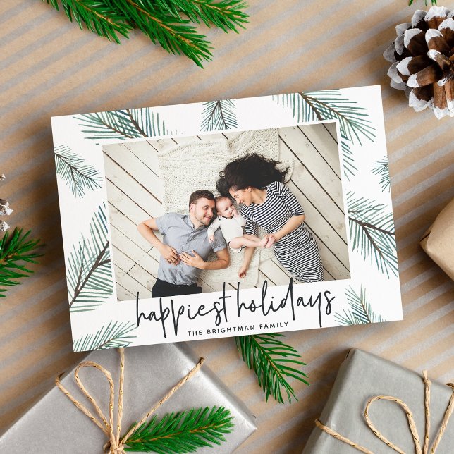 Pine Boughs | Happiest Holidays Photo Card (Creator Uploaded)
