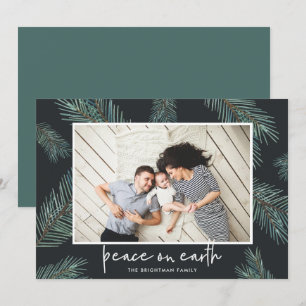 Pine Boughs   Peace On Earth Photo Holiday Card
