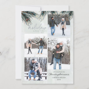 Pine Boughs Watercolor HOLIDAY GREETINGS 4 Photos