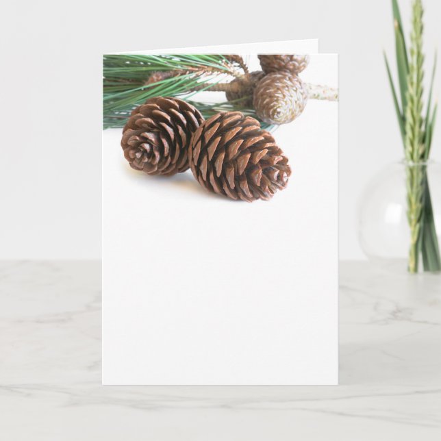 Pine branch and cones holiday card (Front)