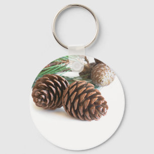 Pine branch and cones keychain