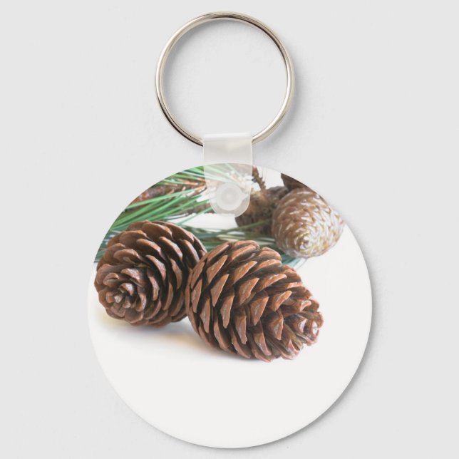 Pine branch and cones keychain (Front)