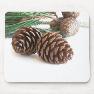 Pine branch and cones mouse pad