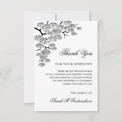 Pine Branch Black White Sympathy Bereavement