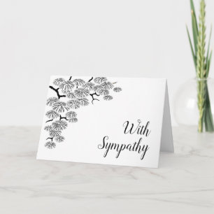 Pine Branch Black White Sympathy Card