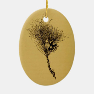 pine branch ceramic ornament
