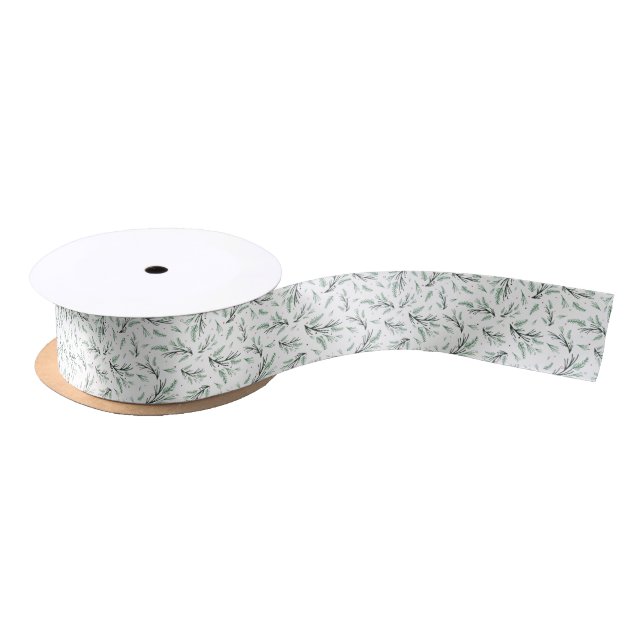 Pine Branch Pattern Ribbon Satin Ribbon (Spool)