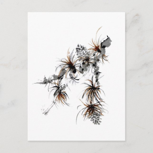 Pine Branch, Sumi-e Postcard (Front)
