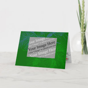 Pine Branch Vintage Custom Greeting Cards Template