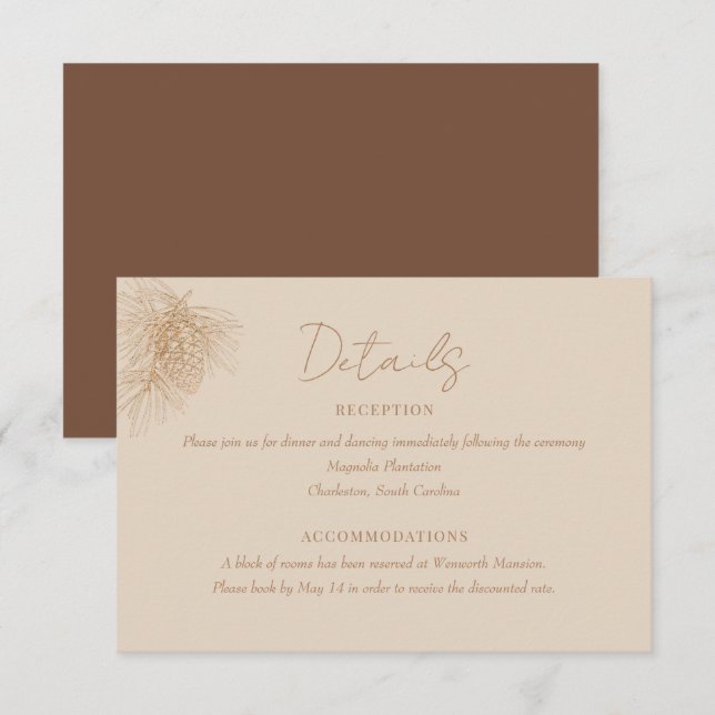 Pine Branch | Winter Forest Wedding Details  Enclosure Card (Front/Back)