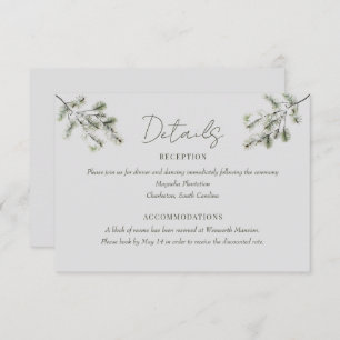 Pine Branch   Winter Forest Wedding Details  Enclosure Card
