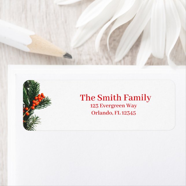 Pine Branch with Berries Return Address  (Insitu)