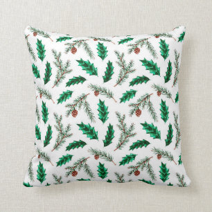 Pine Branches and Cone  Throw Pillow