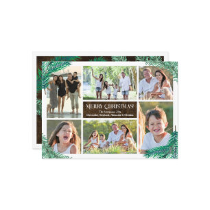 Pine Branches Six Photo Collage Custom  Invitation