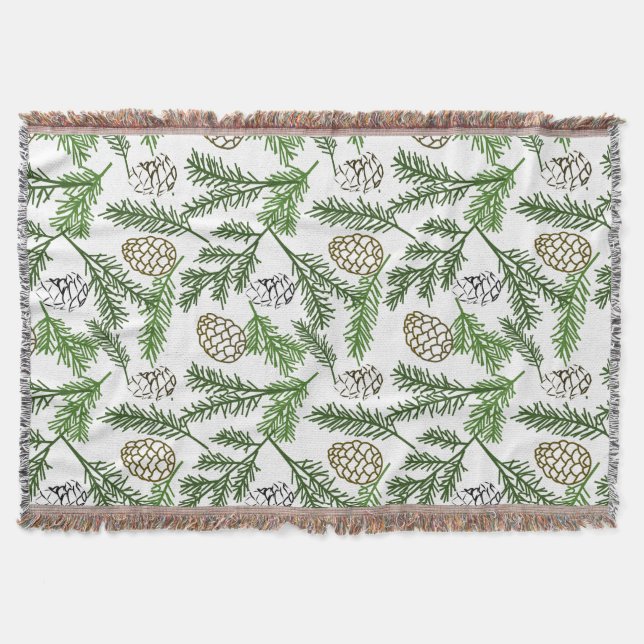 Pine Branches Throw Blanket (Front)