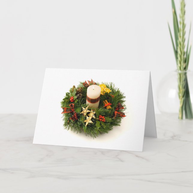 Pine Candle Ring Christmas Card (Front)