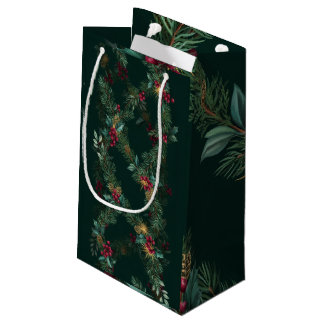 Pine, Cedar & Holly Christmas Bottle Small Gift Bag