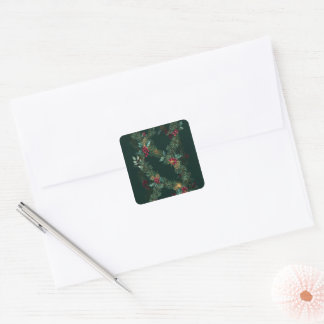 Pine, Cedar & Holly Christmas  Square Sticker