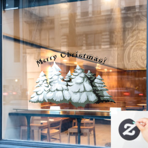Pine Christmas Tree Decoration Happy Customers Window Cling