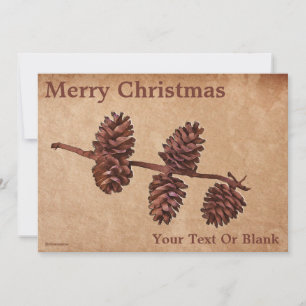 Pine Cone Branch on Old Paper Card
