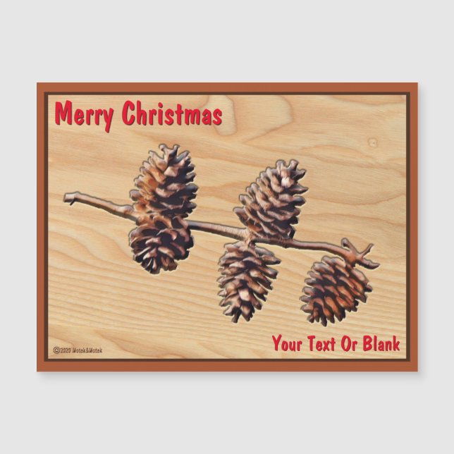 Pine Cone Branch On Wood (Front)