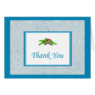 Pine Cône Carte de remerciements Avec Bordure Bleu