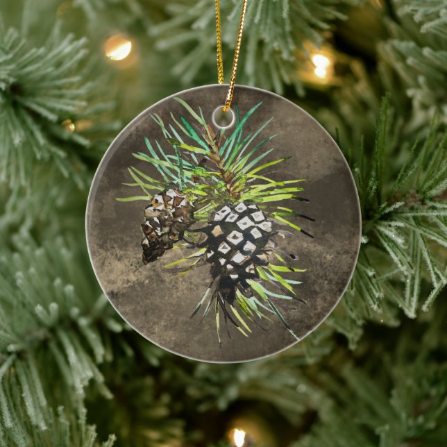 pine cone ceramic ornament (Tree)