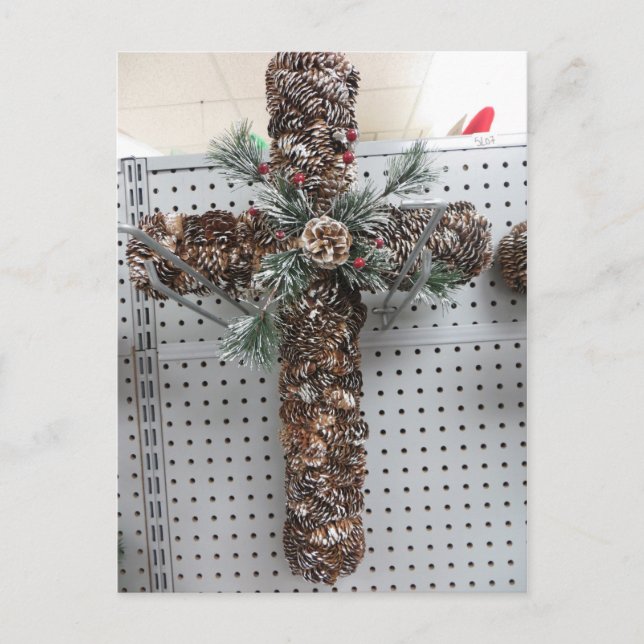 Pine Cone Cross Postcard (Front)
