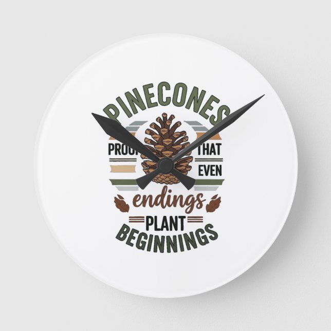Pine cone design - The Evergreen Promise Round Clock (Front)