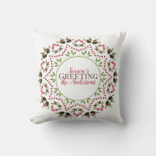 Pine cône et baies Mandala vacances jeter oreiller