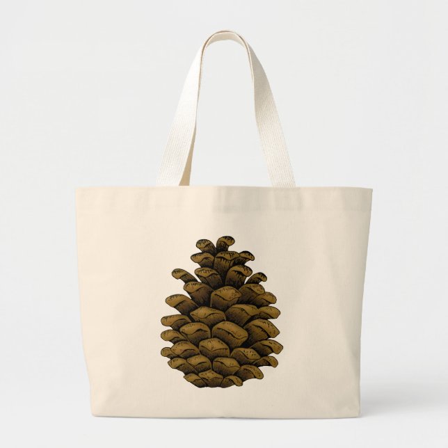 Pine cone Illustration Large Tote Bag (Front)