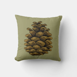 Pine cone Illustration Throw Pillow
