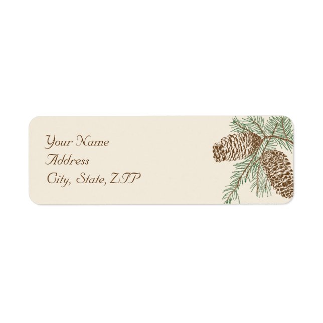 Pine Cone Nature on Cream Wedding Return Address (Front)
