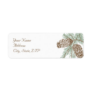Pine Cone Nature on White Wedding Return Address