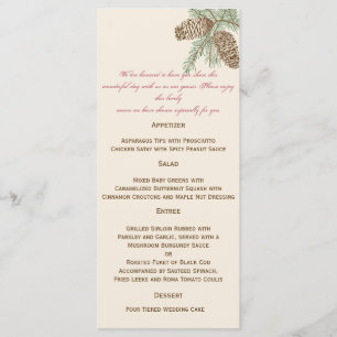 Pine Cone Nature sur Crème Menu Mariage
