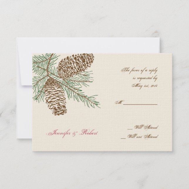 Pine Cone Nature sur la carte de réponse du Mariag (Devant)
