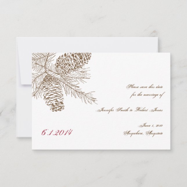Pine Cone Nature Wedding Save the Date (Front)
