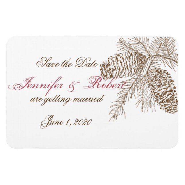 Pine Cone Nature Wedding Save the Date Magnet (Horizontal)