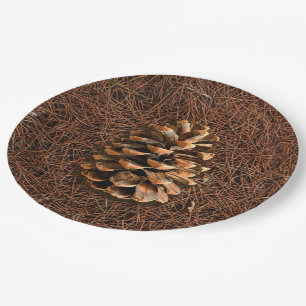 Pine Cone On Fallen Needles Paper Plate