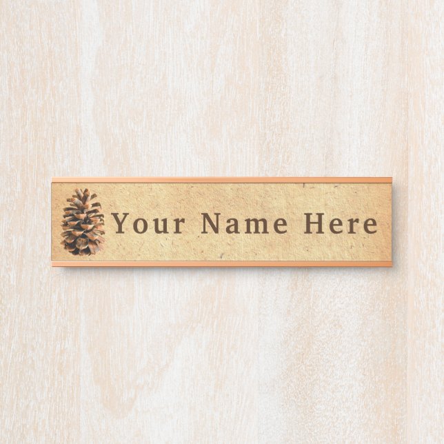 Pine Cone On Old Paper Door Sign (Front)