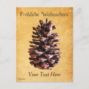Pine Cone On Vintage Paper - Fröhliche Weihnachten Postcard