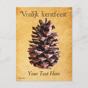 Pine Cone On Vintage Paper - Vrolijk kerstfeest Postcard