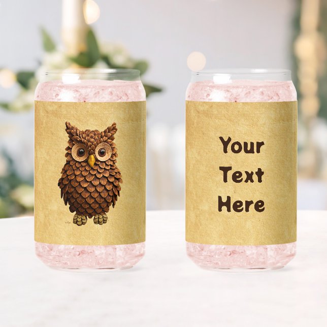 Pine Cone Owl Can Glass (Insitu (Wedding))