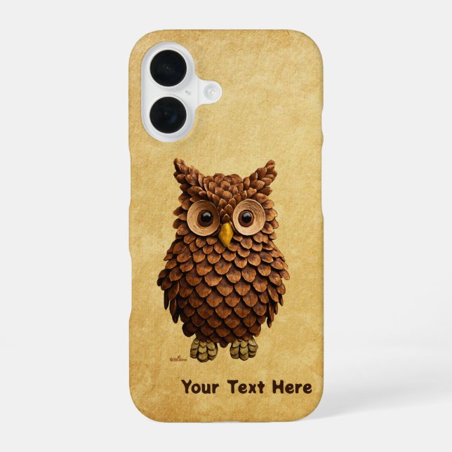 Pine Cone Owl iPhone 16 Case (Back)